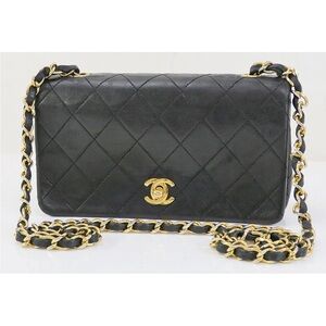 CHANEL Black Quilted Crossbody with Gold Chain